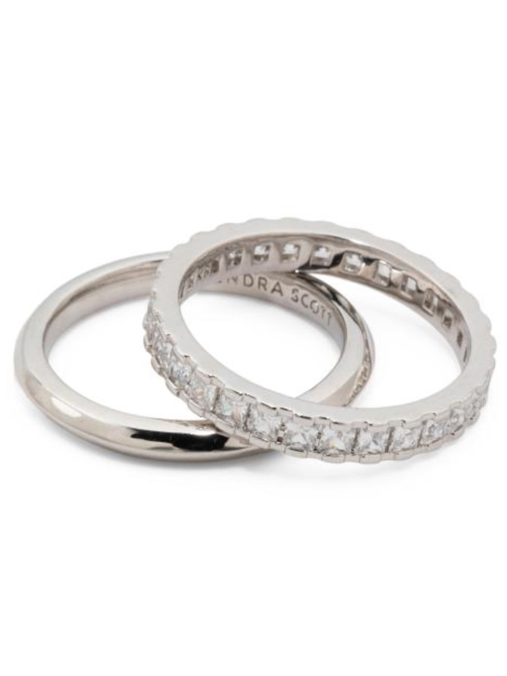 Kendra Scott Ella Silver Ring Set White Crystal 9 New